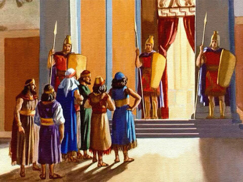 Książęta zebrali się pod pałacem i poprosili o pozwolenie na stawienie się przed królem. – Slajd 10