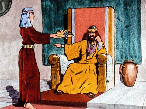 Król Saul, władca ziemi izraelskiej, odwrócił się od Boga i w efekcie stał się udręczony oraz bardzo smutny. Nie chciał jeść ani spać, a jego słudzy nie potrafili go zadowolić. – Slajd 2