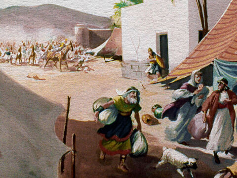 Madianici po prostu przejęli władzę nad krajem, a lud izraelski, będąc w mniejszości, opuścił swoje domy i uciekł  na pustynię, ratując życie i pozostawiając większość swojego dobytku wrogom. – Slajd 2
