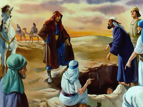 ... Na drodze do Egiptu pojawiła się karawana handlarzy. Bracia uznali, że oto jest jeszcze lepszy sposób na pozbycie się Józefa. – Slajd 26