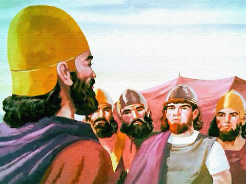 „Pan powiedział, że mury Jerycha runą na ziemię! I każdy człowiek wejdzie prosto do miasta!”.  <br/>Izraelici przygotowali się do posłuszeństwa. – Slajd 16
