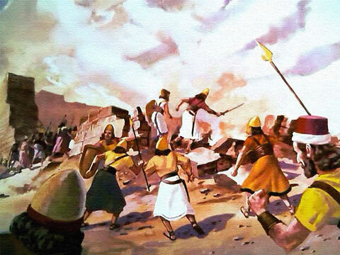 Izraelici weszli prosto do miasta, aby je przejąć, tak jak Pan powiedział. Zniszczyli całe zło tego miasta, tak jak Bóg im rozkazał. – Slajd 42
