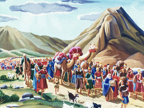 Naród izraelski został wybrany przez Boga, by być Jego ludem i spełniać rolę Jego posłańca do świata. Pod przewodnictwem wielkiego przywódcy Mojżesza, Bóg wyprowadził ich z Egiptu do pięknej ziemi Kanaan. – Slajd 2