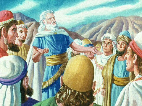 Kiedy Mojżesz wrócił i przekazał Izraelitom, co Bóg powiedział, przyrzekli, że wszystko, co Pan powiedział, uczynią. – Slajd 10