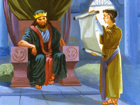 Elizeusz słyszał o wizycie Naamana u króla. Kazał go posłać do siebie, aby Syryjczycy poznali, że istnieje prawdziwy i żywy Bóg. – Slajd 32