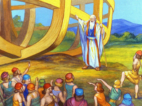 Kiedy Noe powiedział im, że nadchodzi powódź, która zniszczy wszystkie żywe istoty na ziemi, z wyjątkiem tych, którzy będą w arce... – Slajd 18