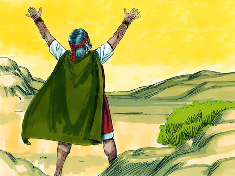 Mojżesz trzymał swoje ręce w górze. – Slajd 5