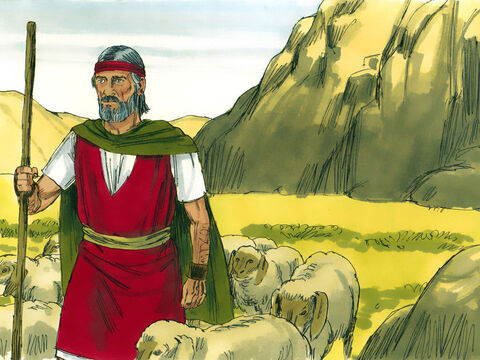 Mojżesz poszedł do teścia i poprosił go o pozwolenie na powrót do swojego ludu, który był w Egipcie. Jetro odpowiedział: „Idź w pokoju!”. – Slajd 21