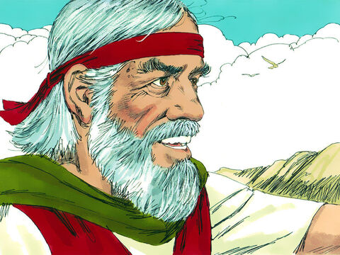 Mojżesz zwrócił się do ludu: „Mam 120 lat i nie mogę was już dalej prowadzić. Pan również powiedział mi, że nie przekroczę rzeki Jordan i nie wejdę do Ziemi Obiecanej”. – Slajd 1