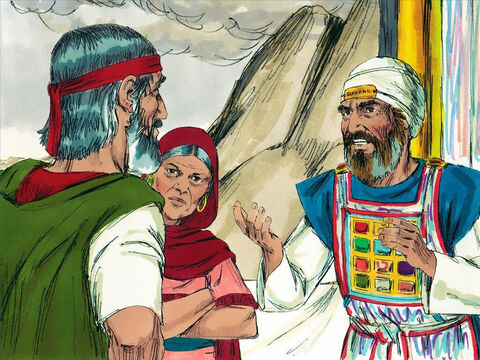 Pytali się wzajemnie: „Czy Bóg przemawiał tylko przez Mojżesza? Czy nie przemawiał także przez nas?”. A Bóg usłyszał to narzekanie.<br/> – Slajd 2