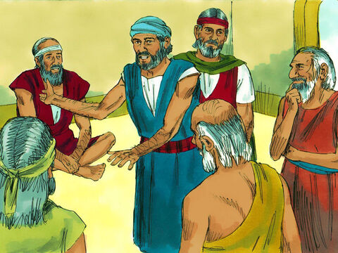 Kiedy Mojżesz i Aaron dotarli do Egiptu, zebrali przywódców izraelskich, aby powiadomić ich o wszystkim, co Pan powiedział do Mojżesza. Kiedy ludzie usłyszeli, że Bóg postanowił ująć się za nimi i że przejął się ich niedolą, pochylili głowy i oddali pokłon.<br/> – Slajd 1