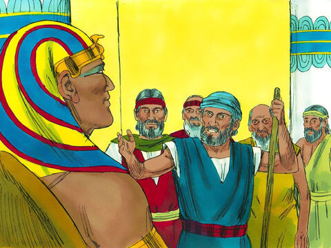 Potem Mojżesz i Aaron poszli do faraona i powiedzieli: „Tak mówi Pan, Bóg Izraela: Wypuść mój lud, aby obchodził na pustyni święto ku mojej czci”. – Slajd 2