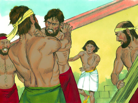 Następnego dnia zobaczył dwóch szarpiących się ze sobą Hebrajczyków. Chciał ich powstrzymać i zwrócił się do tego, który zawinił: „Czemu bijesz swojego rodaka?”. – Slajd 5