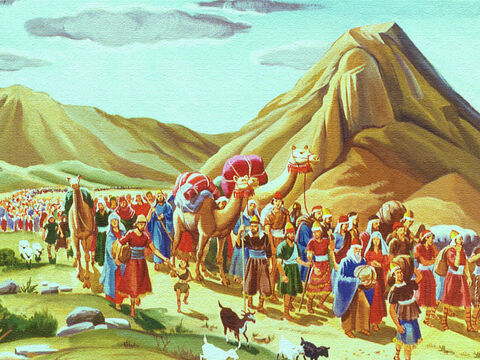 Izraelici opuścili ziemię egipską. Bóg uwolnił ich z niewoli i prowadził do nowej ziemi, którą im obiecał. – Slajd 1
