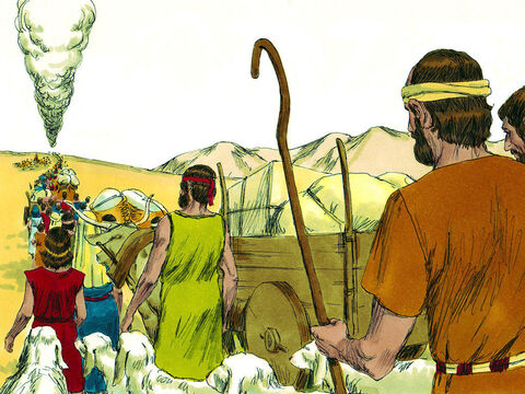 Po opuszczeniu Egiptu wyzwoleni hebrajscy niewolnicy przemieszczali się przez pustynię do ziemi, którą obiecał im Bóg. Na pustyni Syn zatrzymali się w miejscu nazwanym Kadesz-Barnea. – Slajd 1