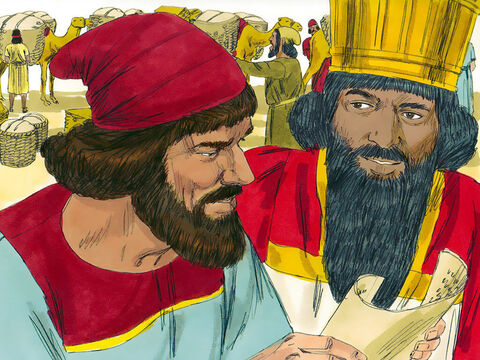 Król dał Nehemiaszowi wszystko, o co poprosił, łącznie z listami do namiestników obszarów za Eufratem, aby mógł bezpiecznie podróżować, oraz uzbrojoną eskortę. Otrzymał również list do nadzorcy lasów królewskich, aby uzyskał od niego drewno na budowę. – Slajd 8