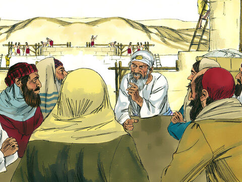 Nehemiasz wezwał kapłanów i bogaci Żydzi musieli przed nimi zaprzysiąc to, co obiecali. Całe zgromadzenie potwierdziło: „Niech tak się stanie!”. Potem zaś wielbiono Boga. – Slajd 15