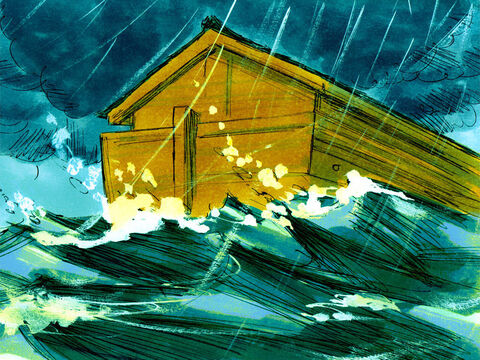 Kiedy woda wezbrała, arka unosiła się na jej falach. – Slajd 11