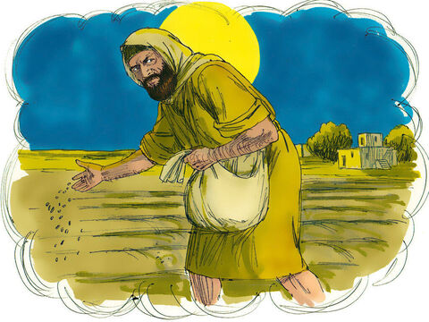 „Lecz kiedy wszyscy spali, zakradł się jego wróg, między pszenicę posiał chwasty i odszedł”. – Slajd 3