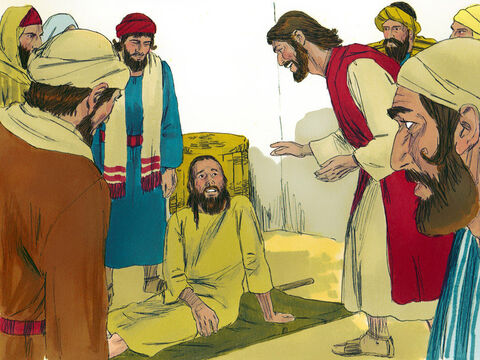 Gdy Jezus zobaczył ich wiarę, powiedział do tego chorego mężczyzny: „Synu! Twoje grzechy są odpuszczone”. – Slajd 5