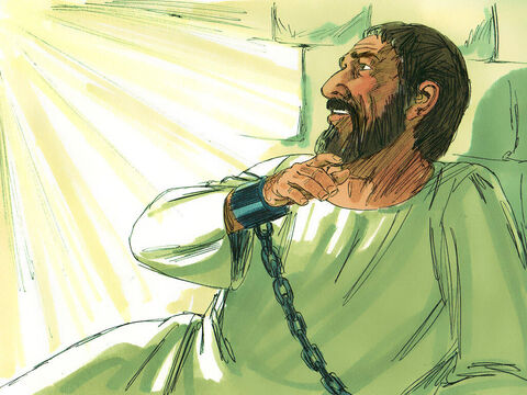 W nocy Pawłowi ukazał się Pan i powiedział: „Odwagi! Tak jak zaświadczyłeś o mnie tutaj w Jerozolimie, tak musisz to uczynić i w Rzymie”.<br/> – Slajd 18