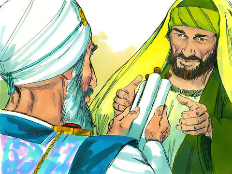 Saul poszedł do arcykapłana i poprosił o pisemne pozwolenie, aby pojechać do Damaszku i aresztować tam zwolenników „Drogi” (jak określano wtedy chrześcijan) (Dzieje Apostolskie 9). – Slajd 3