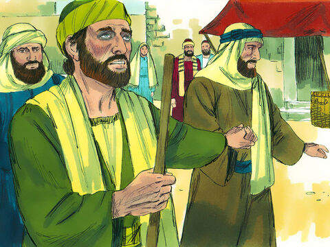 Towarzysze prowadzili go za rękę do Damaszku. On natomiast przez trzy dni nic nie widział i nic nie jadł, ani nie pił. – Slajd 8
