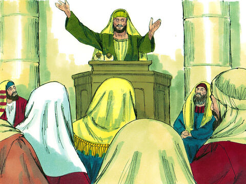 Potem od razu zaczął głosić w synagogach, że Jezus jest Synem Bożym. – Slajd 16