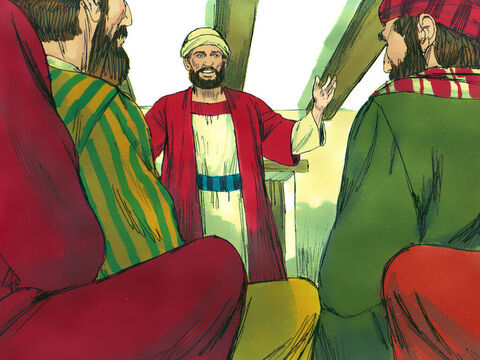 Jednak Barnaba wyjaśnił innym, że Szaweł jest wierzącym i opowiedział, jak w Damaszku zwiastował, że Jezus jest Synem Bożym. Dlatego apostołowie przyjęli Szawła, a on zaczął z odwagą głosić Jezusa w Jerozolimie. <br/> – Slajd 22