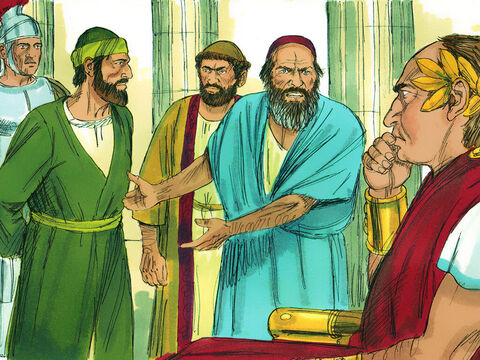 Kiedy zarządcą Achai został Gallio, niektórzy Żydzi uknuli przeciwko Pawłowi spisek i przyprowadzili go przed tego zarządcę. Oskarżyli Pawła, że namawia ludzi, aby czcili Boga niezgodnie z Prawem Mojżeszowym. – Slajd 10