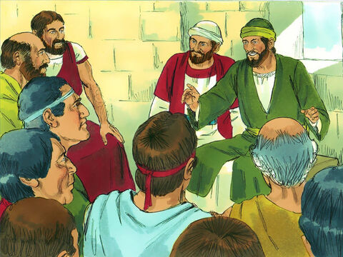 Zaczęli nauczać w synagogach, mówili o Panu Jezusie i zachęcali niedawno nawróconych chrześcijan. – Slajd 13