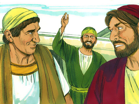 Następnie Paweł został wezwany przez Ducha Świętego, aby przed udaniem się do Jerozolimy pójść jeszcze do Macedonii i Achai. Wysłał przed sobą do Macedonii swoich dwóch pomocników: Tymoteusza i Erasta. On sam zaś pozostał jeszcze trochę dłużej w Azji. – Slajd 12