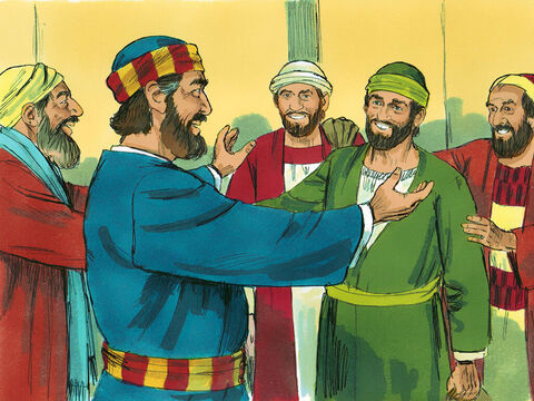 Kiedy Barnaba i Paweł przybyli do Jerozolimy, zostali przyjęci przez cały kościół, apostołów i starszych. Opowiedzieli o wszystkim, co Bóg przez nich uczynił. – Slajd 4