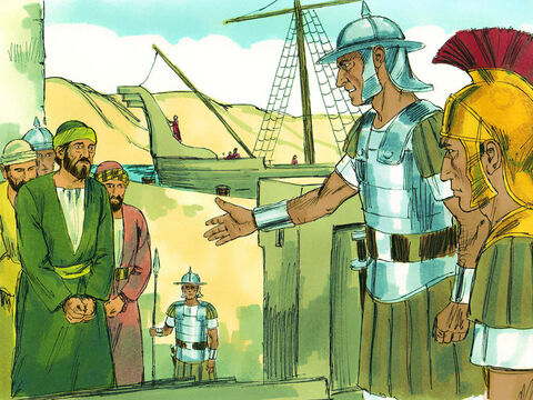 Gdy zapadła decyzja o przewiezieniu Pawła na proces do Rzymu, przekazano go i innych więźniów pod nadzór Juliuszowi, dowódcy oddziału cesarskiego. – Slajd 1