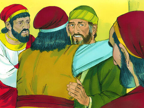 Po tych słowach Paweł upadł na kolana i modlił się z nimi. Wtedy wszyscy wybuchnęli wielki płaczem i rzucili się Pawłowi na szyję. Byli bardzo smutni, bo apostoł powiedział, że już nigdy się nie zobaczą. – Slajd 21