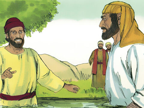 Również Szymon odwrócił się od czarów, uwierzył w Jezusa i dał się ochrzcić. Potem wiernie towarzyszył Filipowi. A kiedy widział cuda, nie mógł się temu nadziwić. – Slajd 6
