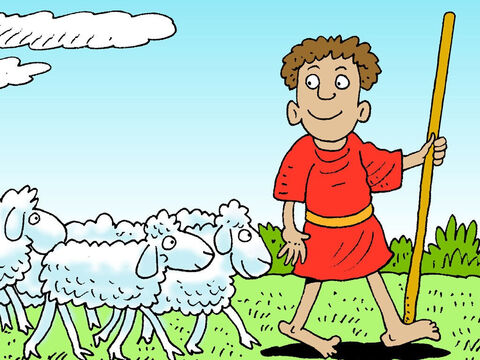 Dawid był dobrym pasterzem, który prowadził swoje owce w poszukiwaniu nowych pastwisk. – Slajd 8