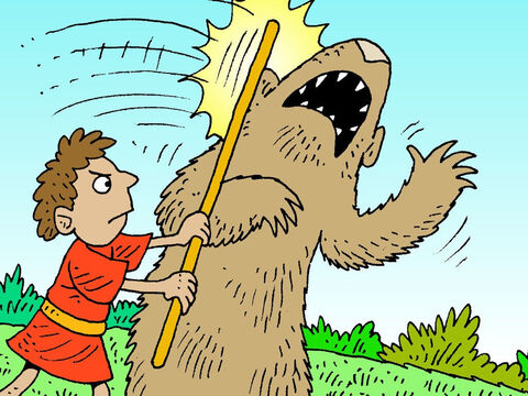 Używając swojej laski pasterskiej zaatakowałby niedźwiedzia. – Slajd 13