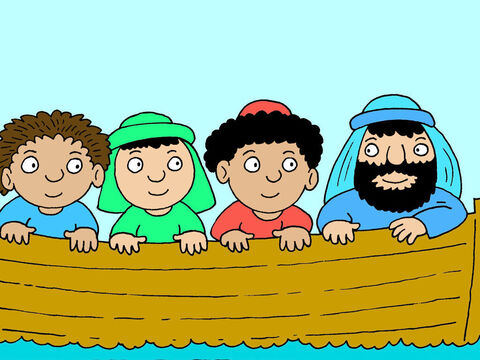 Kiedy Jezus i Piotr wsiedli do łodzi, wiatr przestał wiać. – Slajd 14
