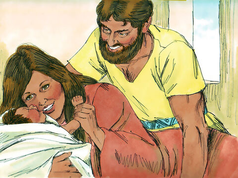 Za jakiś czas urodziło się obiecane dziecko i nadano mu imię Samson. – Slajd 10