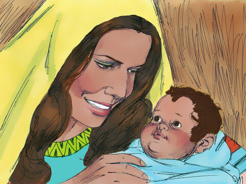 Wkrótce po powrocie do domu Anna zaszła w ciążę i urodziła syna. Nadała mu imię Samuel, gdyż mówiła: „Wyprosiłam go u Pana”. – Slajd 11