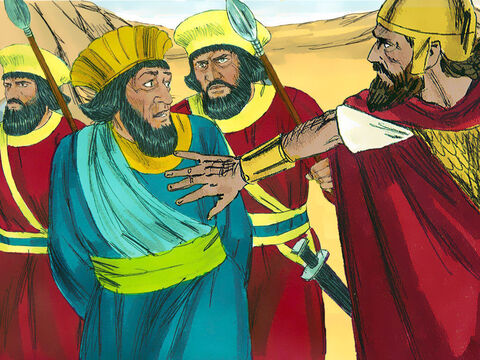 Saul i lud ulitowali się jednak nad Agagiem, królem Amalekitów. Byli nieposłuszni Bogu, oszczędzili króla i zabrali go jako więźnia. – Slajd 8