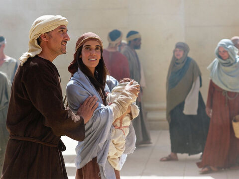 Symeon i Anna dziękują Bogu za to, że posłał Jezusa. (Łukasza 2:21-40) – Slajd 12