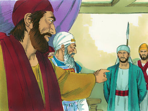 Wtedy znów fałszywi świadkowie zeznali: „Ten człowiek ciągle bluźni przeciwko świątyni i Prawu Mojżeszowemu. Słyszeliśmy, jak mówił, że Jezus Nazareński zburzy to miejsce i zmieni zwyczaje, jakie nam Mojżesz przekazał”. – Slajd 11