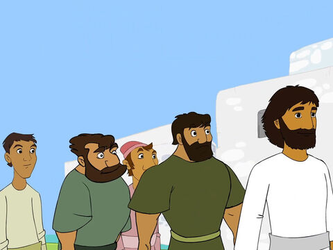 Jezus wraz ze swoimi uczniami przybył do Kafarnaum – niewielkiego miasteczka. – Slajd 1