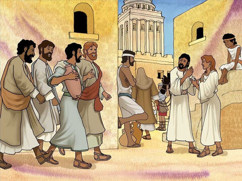 Chociaż Jerozolima była stolicą Izraela, to jednak Rzymianie rządzili Izraelem. Pascha przyciągnęła do Jerozolimy tłumy gości. Jezus powiedział uczniom, aby znaleźli mężczyznę niosącego dzban na wodę, który zaprowadzi ich do miejsca, gdzie spożyją paschę (por. Marka 14:12–16). – Slajd 2
