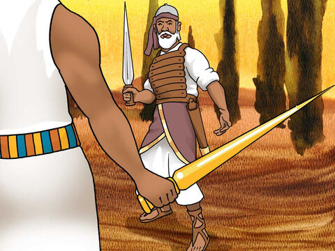 „Gdy Jozue przebywał w pobliżu Jerycha, zobaczył kogoś stojącego naprzeciw siebie z wyciągniętym mieczem w ręku. Podszedł więc Jozue do niego i zapytał: Czy jesteś po naszej stronie, czy po stronie naszych wrogów? Odpowiedział: Nie, ponieważ jestem wodzem zastępów PANA i właśnie przybyłem” (Jozuego 15:13–14a; Biblia Ekumeniczna). – Slajd 15