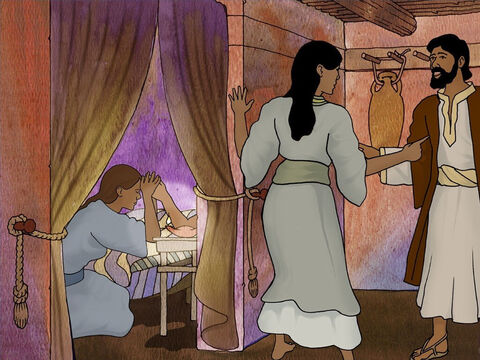 Gdy Jezus opuścił ich dom, Łazarz poważnie zachorował. Maria i Marta wiedziały, że Jezus może go uzdrowić, dlatego wysłały posłańca, aby odnalazł Jezusa i poprosił o pomoc. – Slajd 3