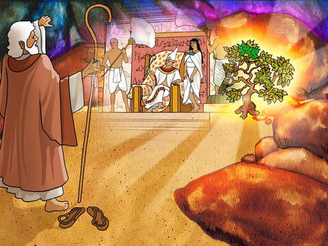Bóg powiedział Mojżeszowi: „Wiem, że król Egiptu nie pozwoli ci odejść, jeżeli nie zostanie do tego zmuszony. Wyciągnę więc rękę i uderzę Egipt wszystkimi swoimi cudami, które uczynię. Potem was wypuści” (Wyjścia 3:19–20). – Slajd 6