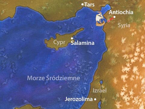 Szaweł, Barnaba i Jan (zwany także Markiem) wyruszyli do pobliskiego portu w Seleucji. (Szaweł jest zwany również Pawłem i tego imienia będziemy odtąd używali). – Slajd 9